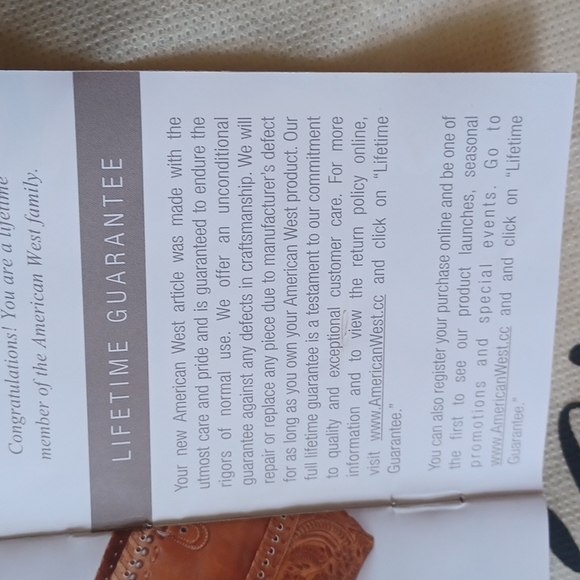 American West handbag genuine leather hand tooled lifetime warranty - Picture 6 of 9